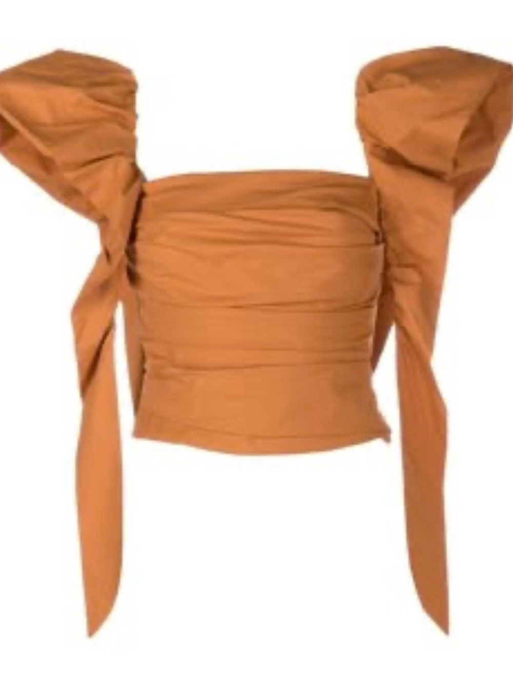 🧡 PINKO $325 RRP Structured Puff Sleeve Cropped Top - Rust